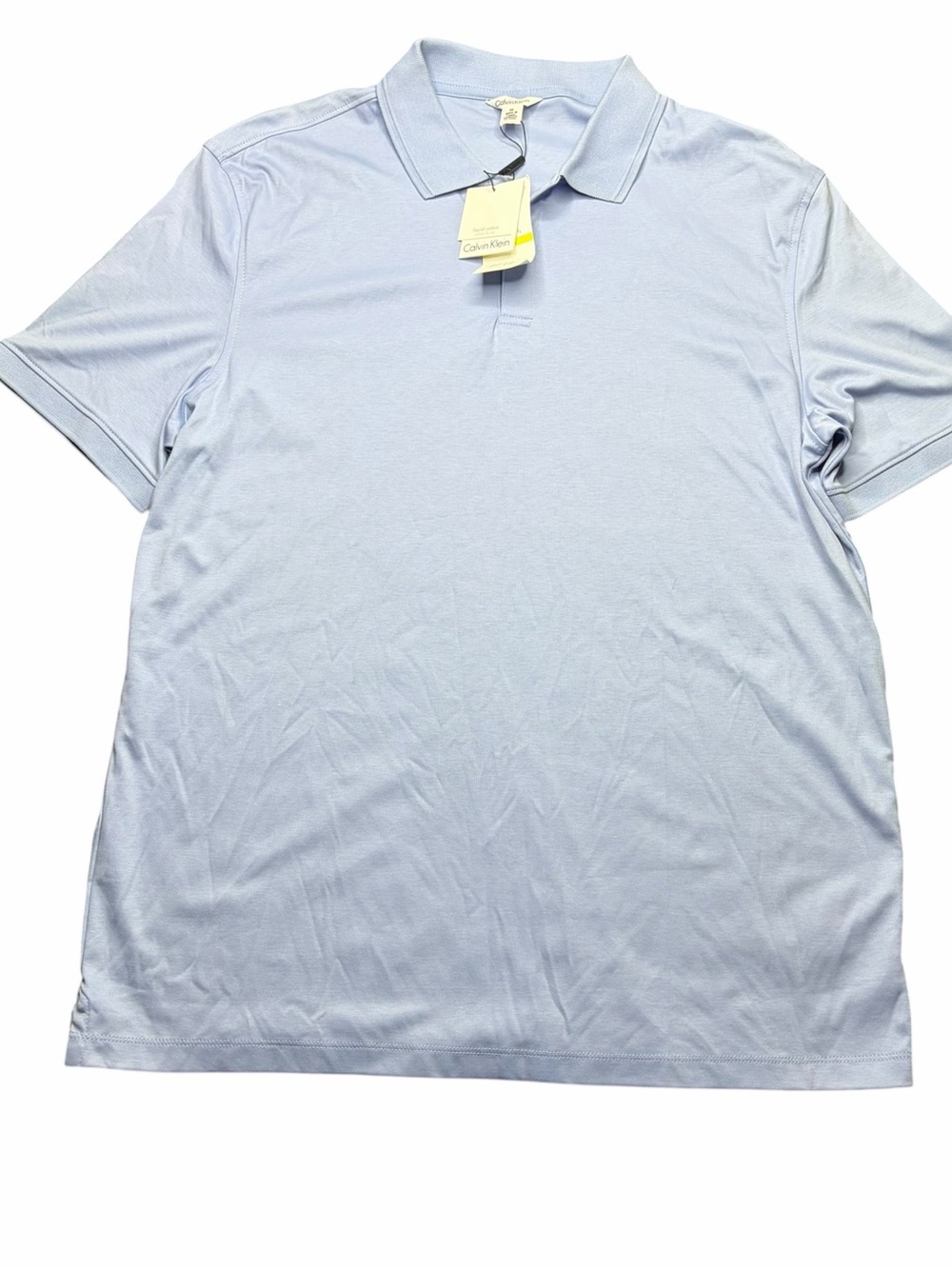 NWT Calvin Klein Liquid Cotton Polo Shirt Mens M Light Blue